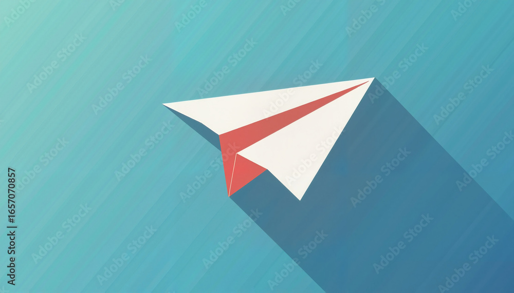 Naklejka premium Paper airplane flying on a blue background