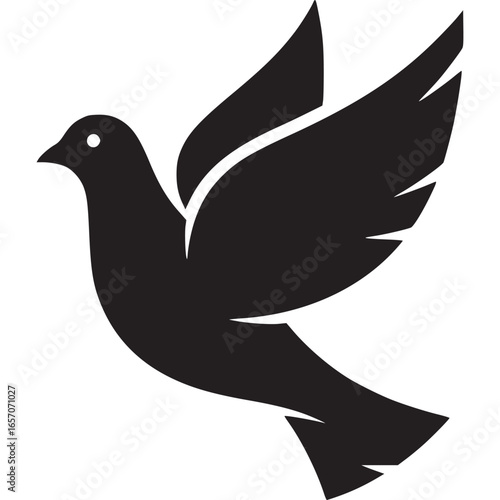 Wallpaper Mural Dove in flight, a symbol of peace, hope, and freedom isolated on white background, captured in a minimalist silhouette style Torontodigital.ca