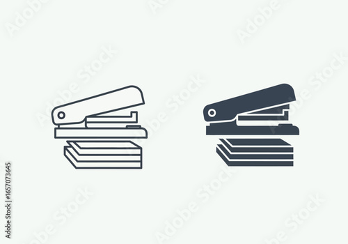 Illustration of a stapler and stack of paper, perfect for illustrating office supplies