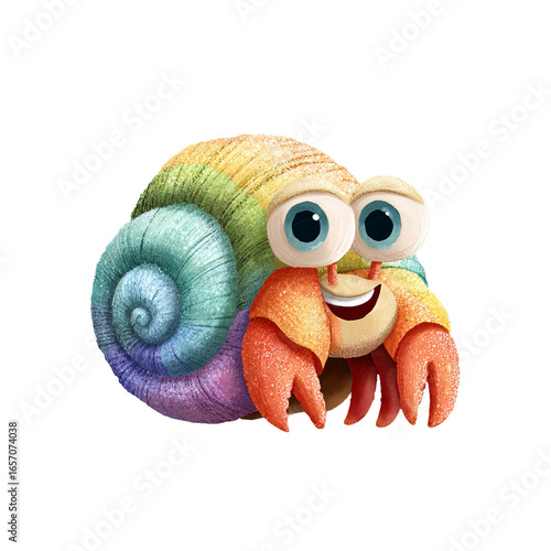adorable animated hermit crab illustration
