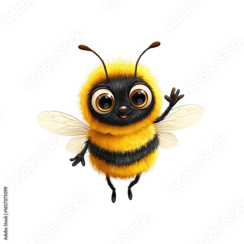 adorable happy bee illustration in flight
