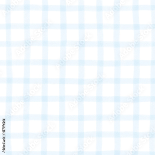 Blue White Plaid Gingham Madras Check Hand Drawn Background Pattern Overlay