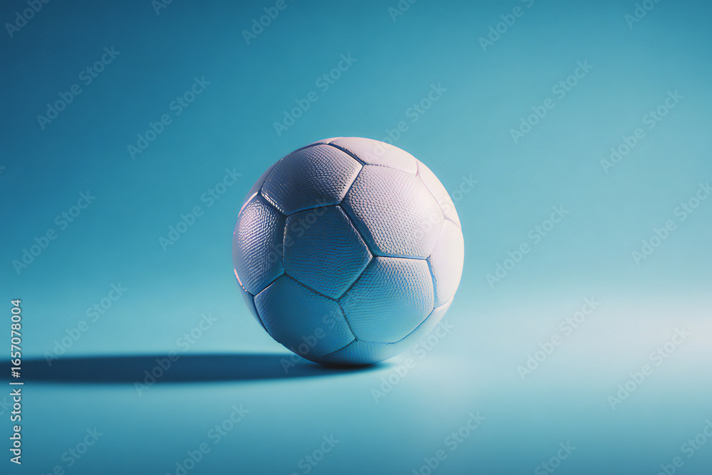 Fototapeta premium White Soccer Ball on Blue Gradient Background with Shadow