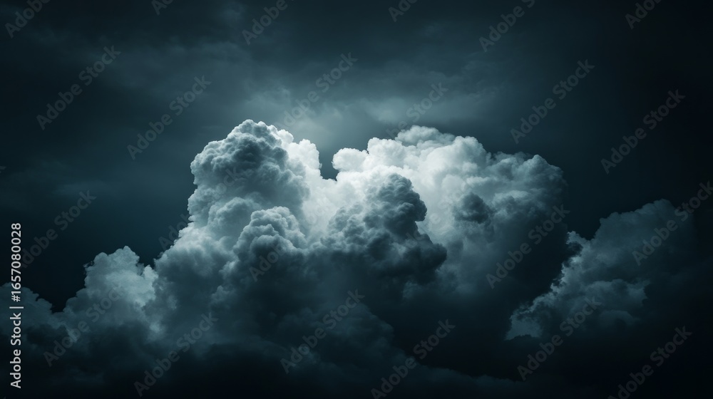 Fototapeta premium large dark clouds, stormy sky, blue tones generative ai