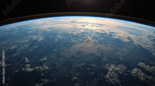 Cinematic Horizon View of Earth from Space with Cloudscape Scenery