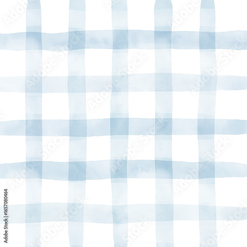 Blue White Plaid Gingham Madras Check Hand Drawn Background Pattern Overlay