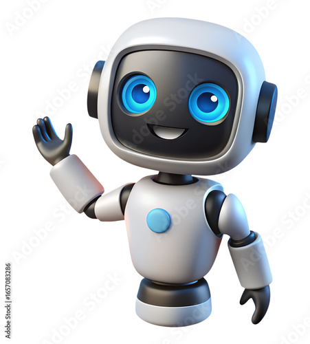 Playful 3D Robot Design with LED Lights and Fun Waving Pose