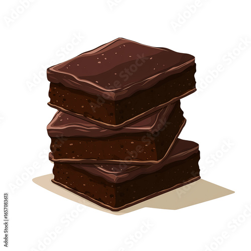 stacked chocolate brownie dessert flat vector illustration
