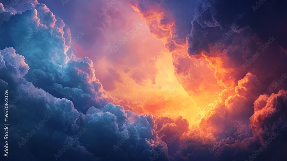 Fototapeta premium big colorful clouds, bright colors generative ai