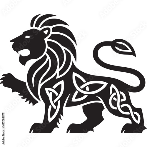 Wallpaper Mural Lion silhouette isolated on white background, a simple and minimalist vector illustration of a heraldic animal with celtic knot design Torontodigital.ca