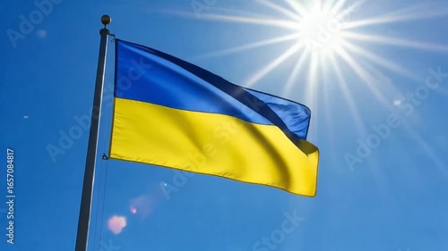 Wallpaper Mural Ukraine Flag Waving in the Breeze Under Bright Blue Sky
 Torontodigital.ca