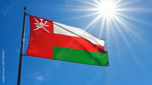 Wallpaper Mural Oman Flag Flutters in the Wind Against Clear Sky
 Torontodigital.ca