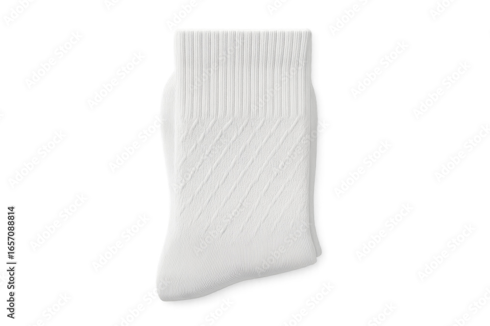Fototapeta premium White ribbed sock isolated on transparent background, ready for your design