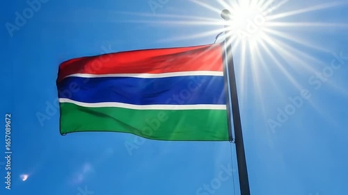 Wallpaper Mural Flag of Gambia Waving in the Breeze Under Blue Sky
 Torontodigital.ca