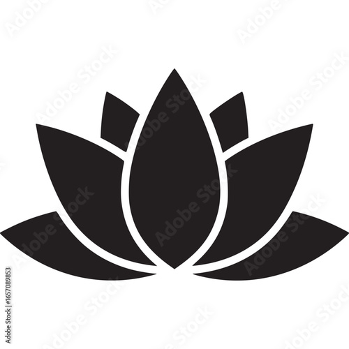Lotus flower icon isolated on white background, a symbol of peace, serenity, and spiritual awakening, representing beauty and purity