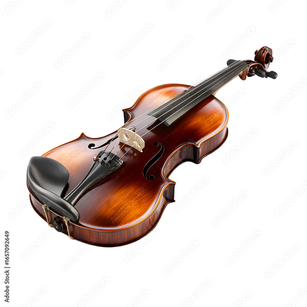 Fototapeta premium Antique wooden violin with rich brown varnish and intricate details isolated on transparent background