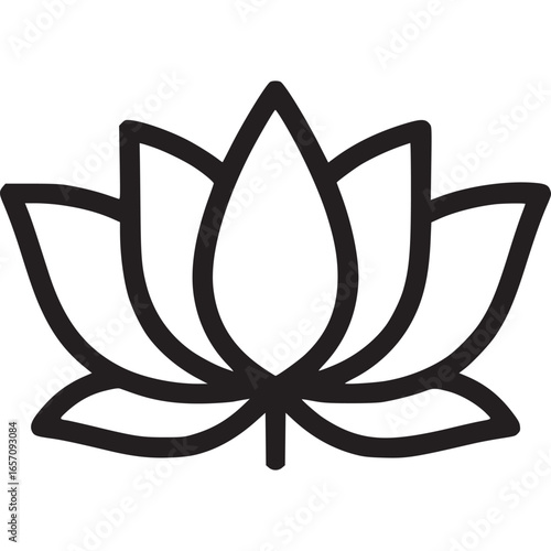 Lotus flower icon, a symbol of purity, enlightenment and peace isolated on white background