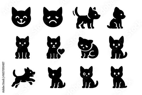 Ears excited pet stance alert synthetic tail joyful icon relaxed lean vector