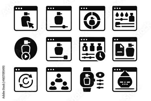 Vector perfume preview interface scent wearable icon virtual file wheel fragrance digital