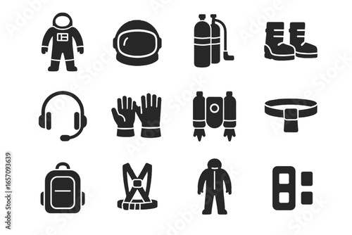 Icons icon safety vector gear space gloves oxygen harness suit jetpack reflective