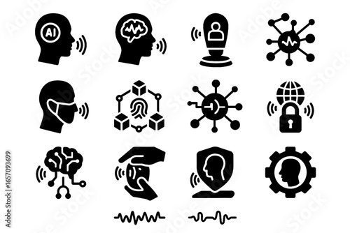 Authentication technology biometric icon augmented futuristic neural voice unlock synthetic voiceprint vector