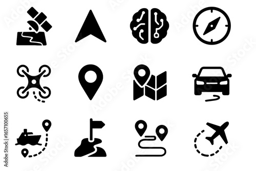 Planner pin marker digital icon icons map trail hiking ai compass navigation