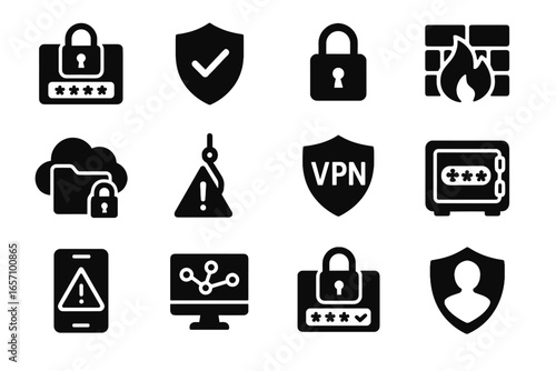 Icon alert network antivirus vpn vector privacy icons digital device vault safety