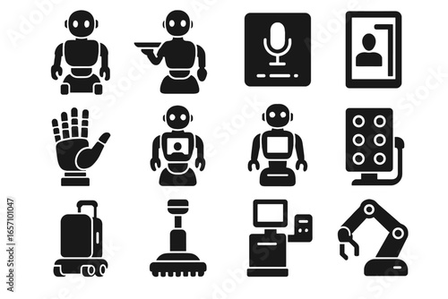 Vector icon concierge digital transporter robotic robot arm grip interactive system