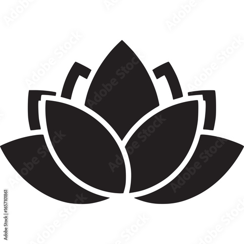 Elegant lotus flower symbol isolated on white background, representing beauty, purity, and spiritual enlightenment in a minimalist design