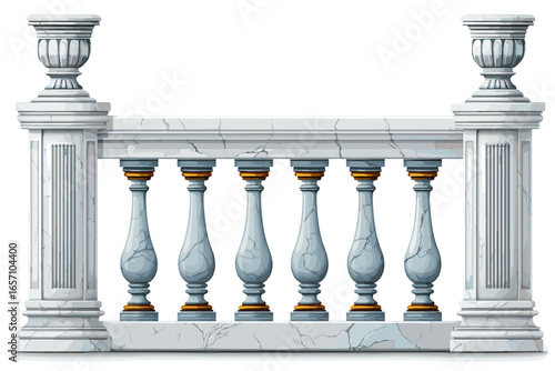 Elegant Marble Railing Design with Decorative Balusters and Columns