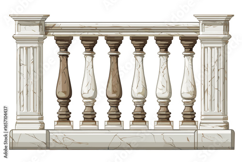 Elegant Marble Railing Illustration for Architecture and Design