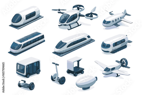 Icon transport robotic eco vector takeoff autonomous taxi futuristic monorail ev pod