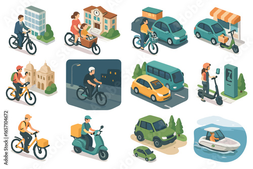 Scooter booking icon work icons eco city rental vector run transport trip