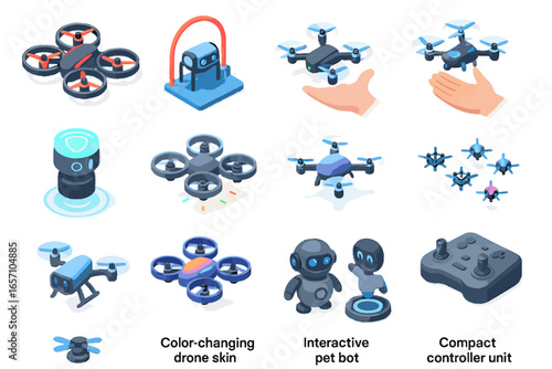 Levitation show bot nano avatar vector icon swarm drone toy tiny
