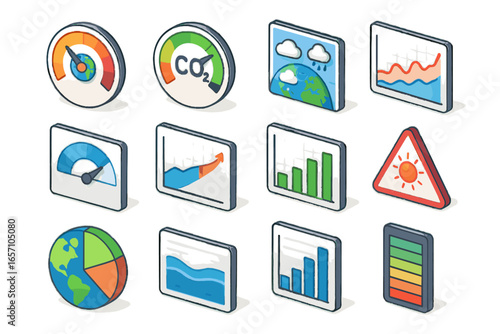 Vector dashboard change icon index icons global heatwave climate chart air temperature