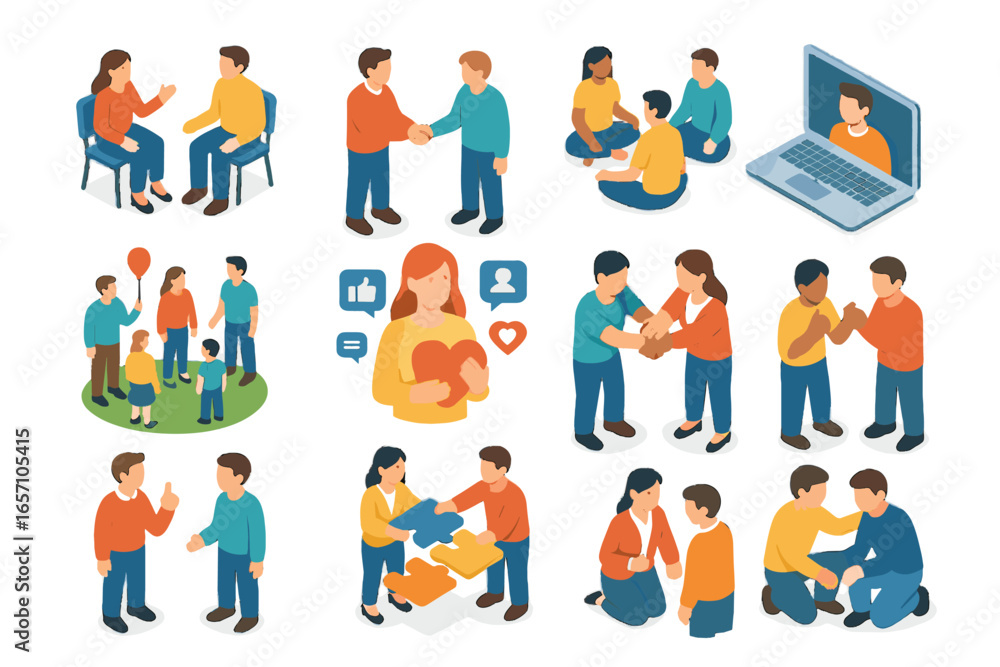 Support icon vector circle empathy building mental speech social fitness group event