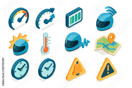 Graph signal icon gauge strength alert vector battery speedometer helmet ride smart