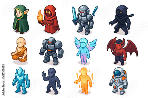 Icon neon suit being pose energy vector avatar elf fantasy shadow space