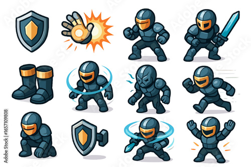 Damage dodge battle stance dual vector icons icon unit blade avatar power