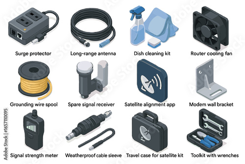 Wall satellite icon spare vector kit app dish internet alignment surge