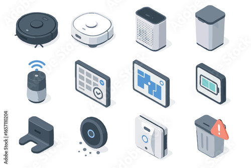 Mop floor bin smart cleaning dust icon battery robot vector unit icons
