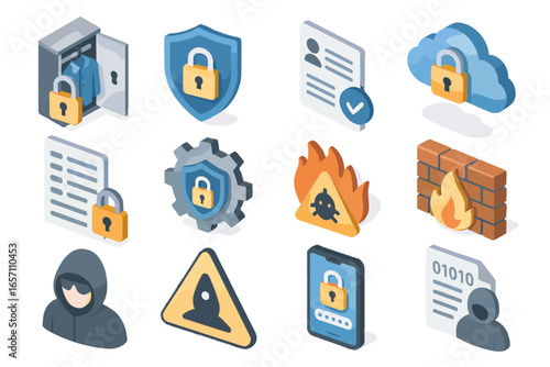 Breach user login alert collection protection privacy vector secure icons data icon