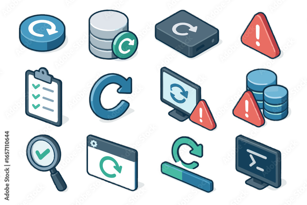 System icons notification error icon migration restore recovery vector backup rollback