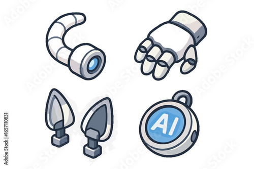 Robotic collection accessories accessor vector ears detachable tail pet paw icon ai