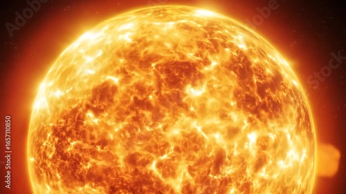 ultra-realistic sun surface with solar flares erupting