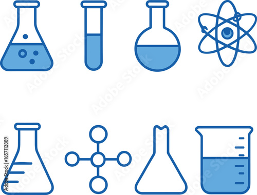 Chemistry Lab Equipment Icons Set