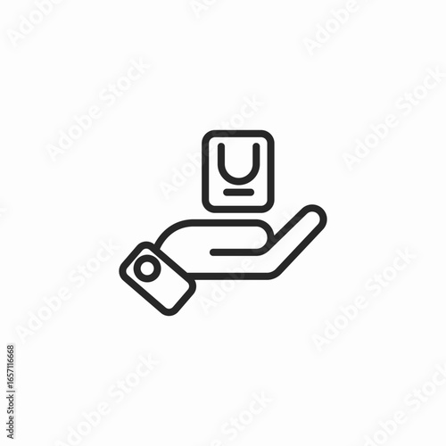 hand gift icon sign vector