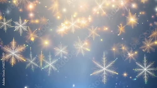 Holiday-inspired background with multicolored shining particles, vertical movement