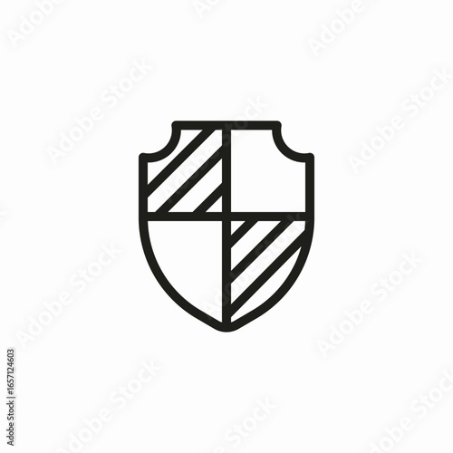 striped shield icon sign vector