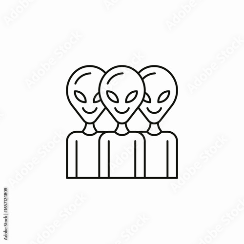 three aliens icon sign vector